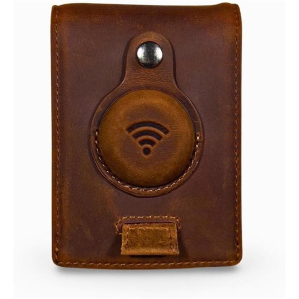 Genuine Leather Airtag Wallet | Credit Card Bifold Wallet for Apple Air Tag GPS